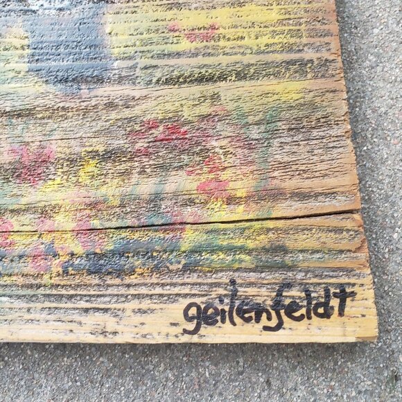 Buffalo Portrait original Oil Painting Larry Geilenfeldt Rustic Reclaimed Wood - Picture 2 of 10